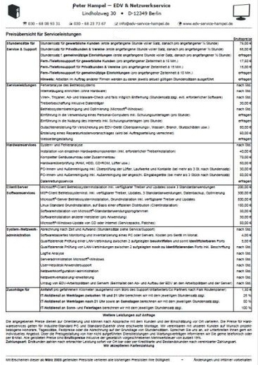 Preisliste